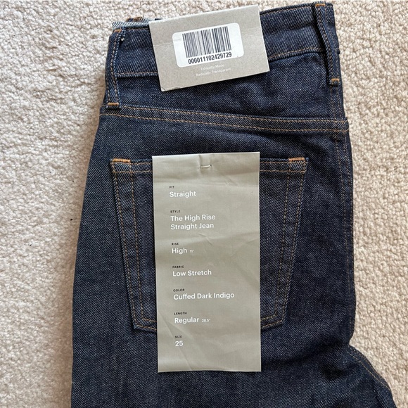 NWT EVERLANE SUPER STRAIGHT CUFFED DARK INDIGO JEANS SIZE 25 - Picture 7 of 8